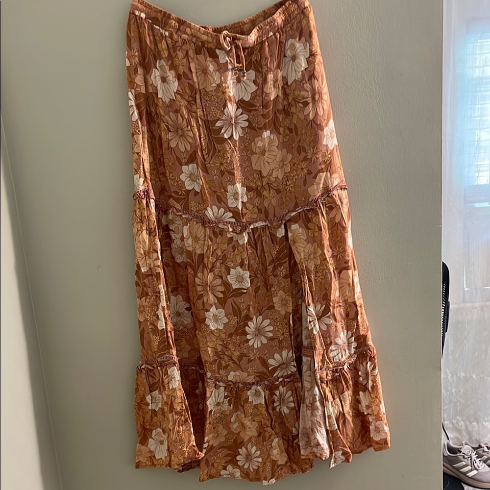 Petal & Pup Orange Maxi Skirt Tie Front A-line